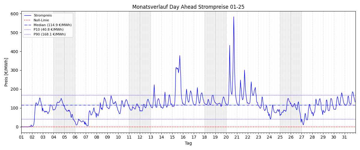 Monatsverlauf Strompreis