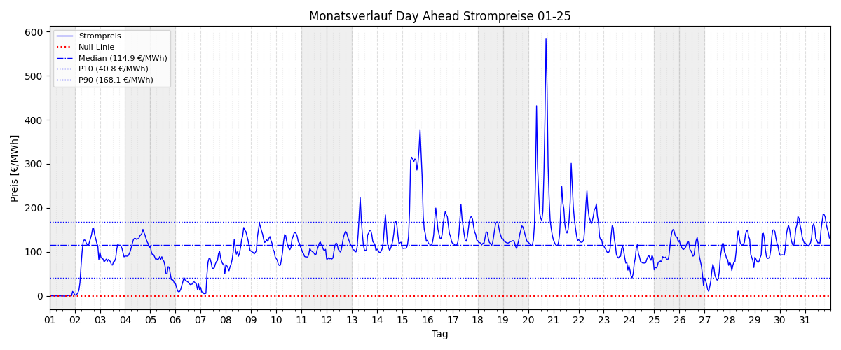 Monatsverlauf Strompreis